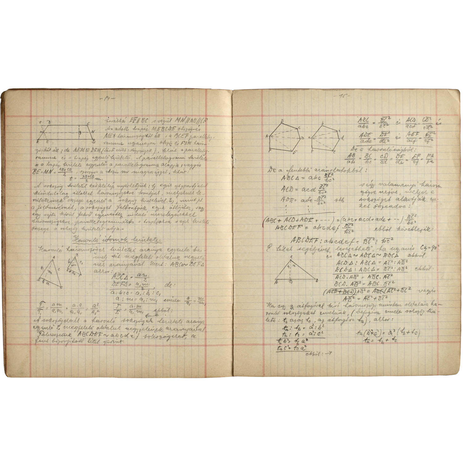 Fekete László gimnáziumi matematika füzete