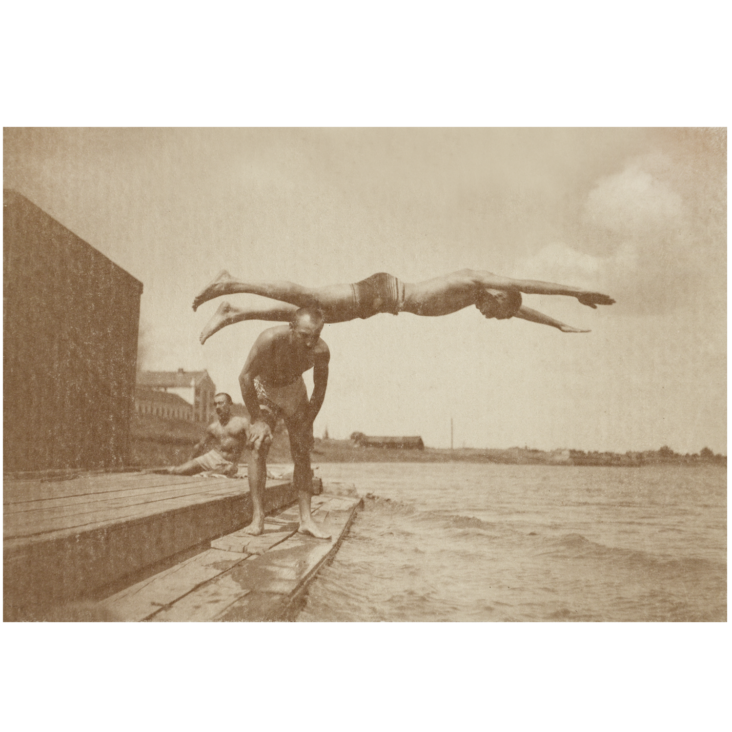 Nyári fürdőzés a Maros partján (Fekete László Csedly György iskolatársával)