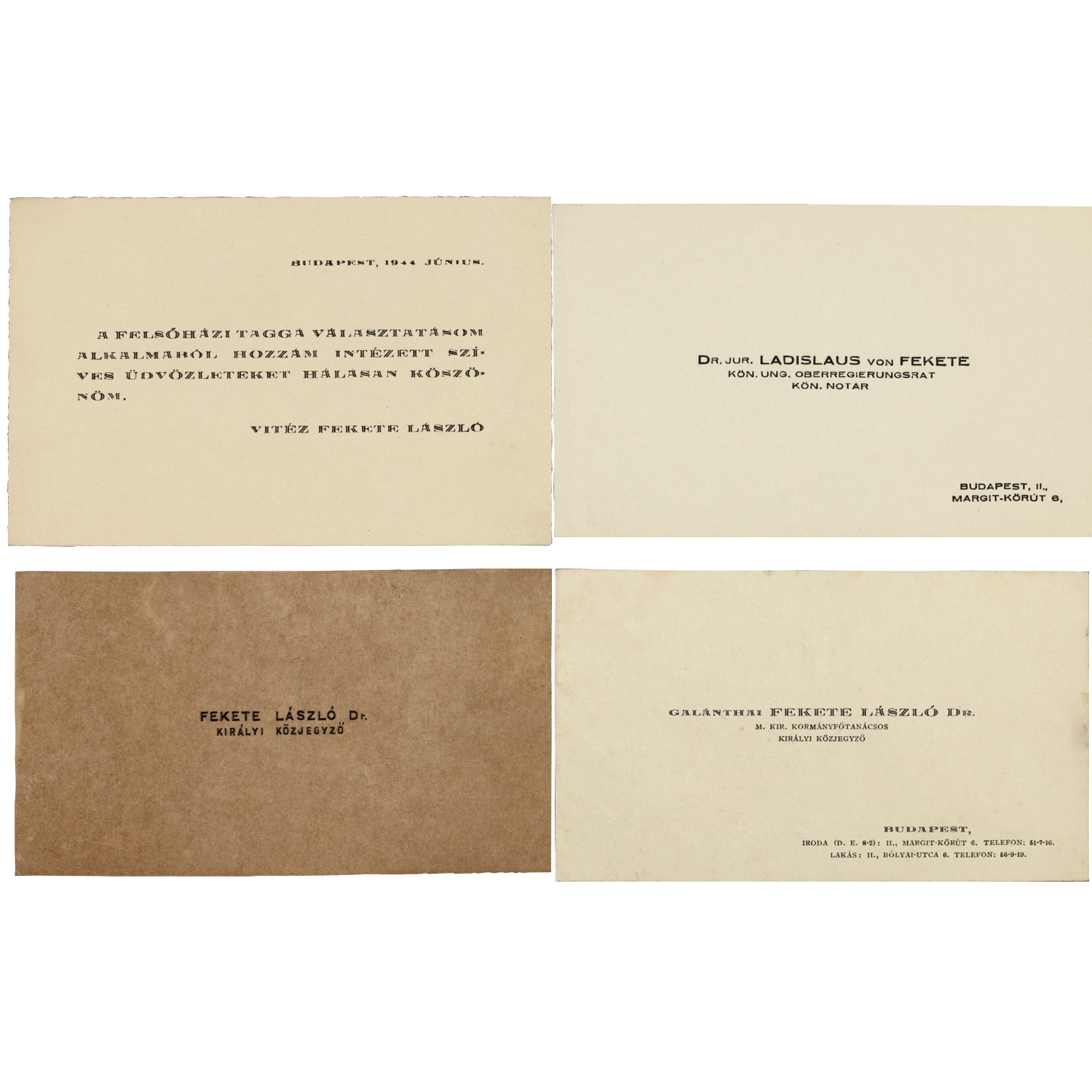 Fekete László névjegyei 2.